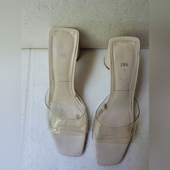 Zara Womens Square Toe Block Heels Size 39/8.5 Cream Wedding Bridesmaid Bridal - Picture 6 of 7